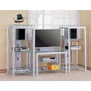   Chrome Finish TV Stand with Glass Shelves Coaster TV Stand Furniture