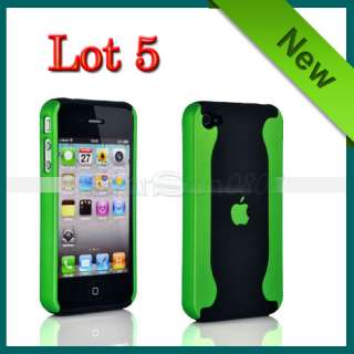 5Pcs 2in1 Best New Green 2 Piece Hard Case Cover For Apple iPhone 4G 