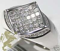 2CT MENS 14K WHITE GOLD PRINCESS INVISIBLE DIAMOND RING  