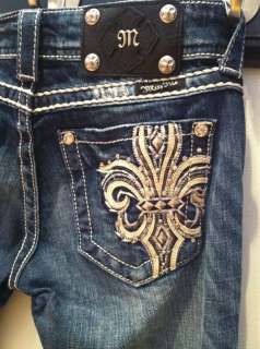   Leather Fleur De Lis Bootcut Jeans NWT size 26 27 28 29 30 31  