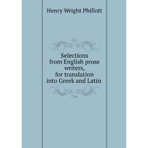 com Selections from English Prose Writers, for Translation Into Greek 