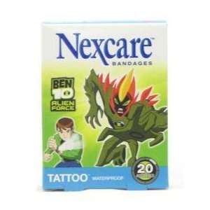 Nexcare Tattoo Kids Waterproof Bandages Ben 10 Alien Force Assorted 20