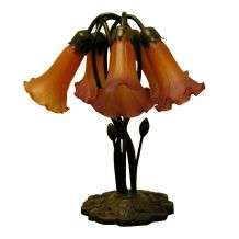 Tiffany style 5 way Bronze Lily Amber/ Purple Table Lamp  Overstock 