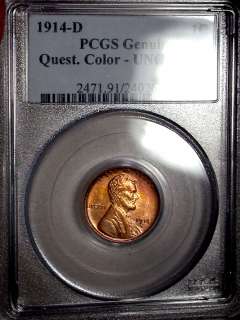 1914 d PCGS Unc Details Questionable Color Key Date Lincoln Cent N/R 