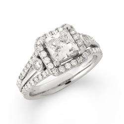 14k White Gold 2 2/5ct TDW Princess Cut Diamond Engagement Ring (H I 