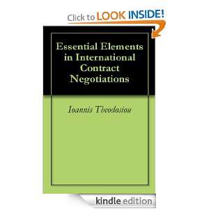 Essential Elements in International Contract Negotiations: Ioannis 