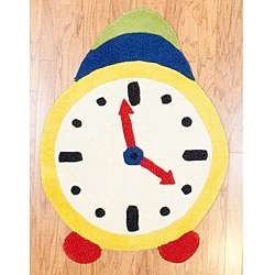 Indo Hand tufted Multicolor Clock Wool Rug (28 x 38)  Overstock