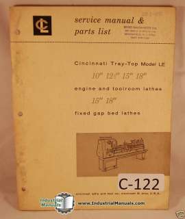 Cincinnati Tray Top LE Lathe Operation & Parts Manual  