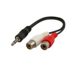 Eforcity 6 inch 3.5mm Stereo to 2 RCA M/F Cable  