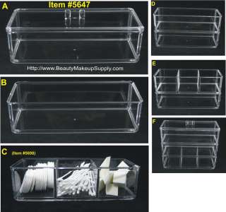 CLEAR ACRYLIC STACKABLE & EXPANDABLE STORAGE ORGANIZER BOX w/ LID 