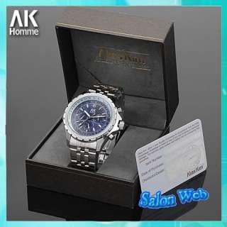 Silver Blue Dial New AK Homme Automatic Mechanical Mens Noble Dress 