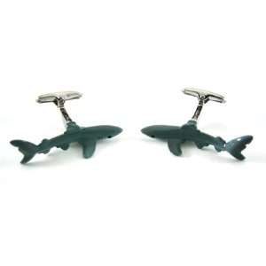  Shark Cufflinks w/ Swarovski Eyes & Gift Box Jewelry