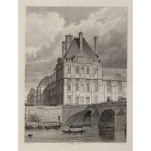  1831 Pavillon de Flore Pont Royal Paris Engraving NICE 