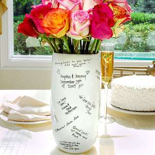   vase that can be signed is a great alternative to a wedding guest book