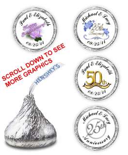 108 ANNIVERSARY KISSES CANDY LABELS FAVORS PERSONALIZED WRAPPERS 25th 