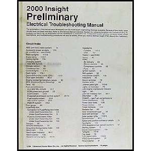  2000 Honda Insight Electrical Troubleshooting Preliminary 