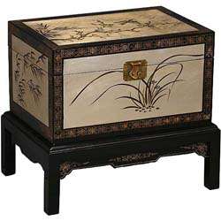 Gold and Black Asian Standing Storage Chest/ Trunk  Overstock