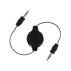 Retractable 3.5 mm Black Audio Extension Cable  Overstock