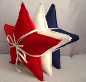 HANDMADE SMALL STAR PILLOWS X 3 FOR 4TH OF JULY  