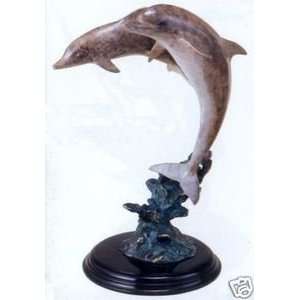  Brass Marble Dolphin First Glimpse Sculpture