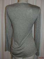   ONLY NINE Gray Black Wine Shimmer Feather Long Sleeve Shirt Top L Jrs