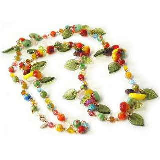 Sweet Romance Carmen Miranda Glass Fruit Necklace  