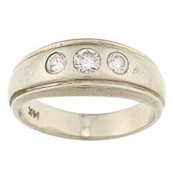 14k White Gold 2/5ct TDW Diamond 3 stone Gypsy Estate Ring (J K, SI1 