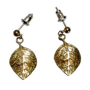  Bronze Aspen Leaf Ear Rings: Jewelry