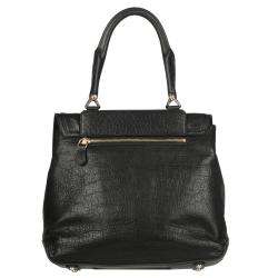   Mirte Large Black Textured Leather Saddle Bag  Overstock