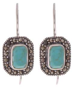   Silver Marcasite and Synthetic Turquoise Earrings  Overstock