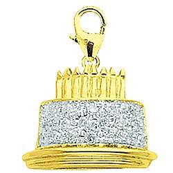 14k Yellow Gold Diamond Birthday Cake Charm  Overstock