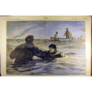  1884 Painting Le Bain De Mer Brun Sea Sailor Print