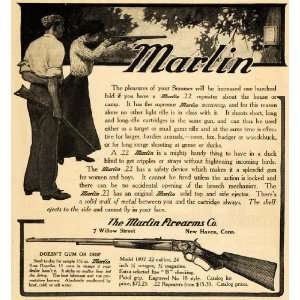  1905 Ad Marlin Firearm Model .22 Calibre Woman Shooting 