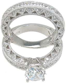 14k White Gold .925 Platinum CZ Engagement Ring Wedding Set size 5 6 7 
