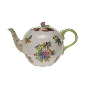    Herend Queen Victoria Pink Tea Pot With Rose: Kitchen & Dining