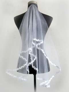 White Fine Tulle Flower 1 Tier Bridal Wedding Veil 59  