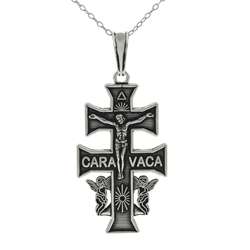 Sterling Silver Cross of Caravaca Necklace  Overstock