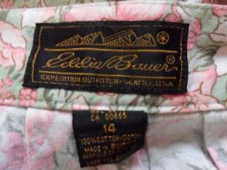 Eddie Bauer Size 14 Button Down Cotton Floral Skirt  