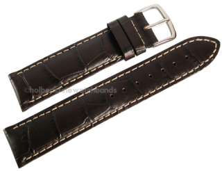 22mm Hadley Roma Brown Alligator Grain Chrono Leather Watch Band Strap