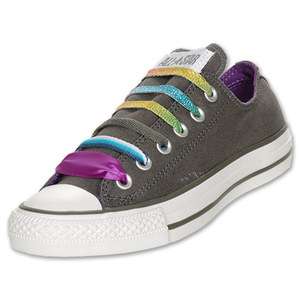   /Girls Converse Chuck Taylor Charcoal/Purple Fun Glitter Laces Shoes