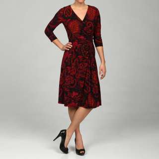 Evan Picone Womens Red Paisley Cinche Waist Dress  Overstock