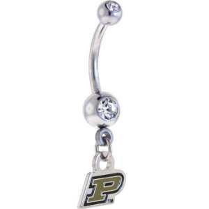   UNIVERSITY Boiler Makers DOUBLE Crystalline Gem Belly Ring: Jewelry