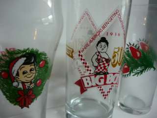  GLASSES SODA CHRISTMAS 50th ANNIVERSARY BOBS RESTAURANT WARE  