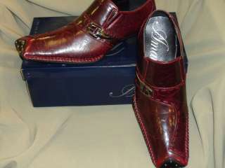 New Mens Ruby Red Burgundy Edgy Studded Loafers Shoes  