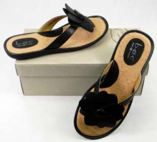 BOC by BORN Women Gilliflower Leather Thong Sandal 9 Black New In Box 