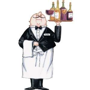   Personalized Life Size Waiter Serving Wine Wall Mural