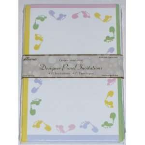   Baby Feet Designer Panel Invitations (15 count): Office Products