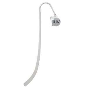  luv Love Text Chat Silver Plated Charm Bookmark with Clear 