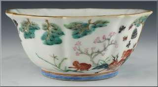 Fine 19thC Antique Chinese Famille Rose Bowl w/ Monkeys & Deer  