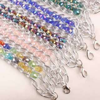 10X Wholesale Mixed Colors Glass Crystal Beads Stretch Bracelet 7 8.5 
